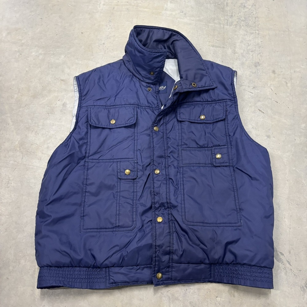 Vintage Ozark Trail Men's Size‎ L Blue Puffer Zip Up Pockets Vest